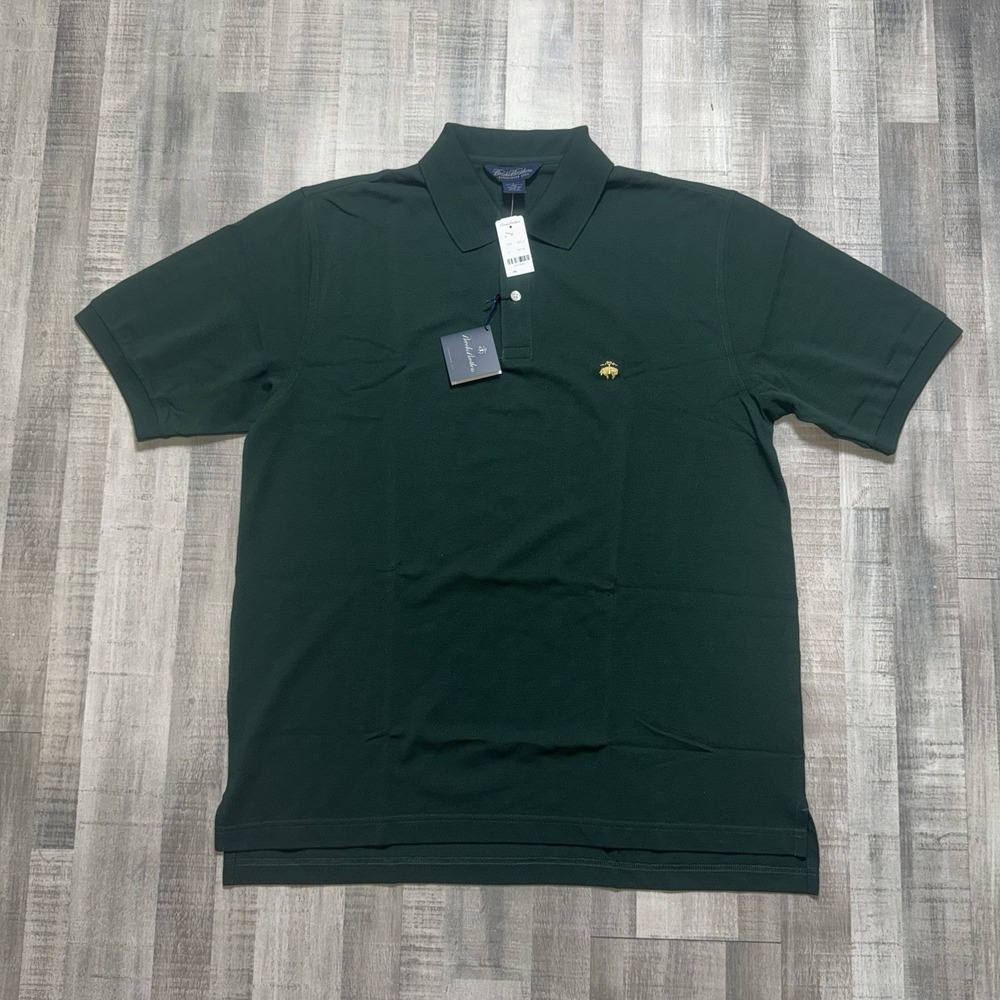 Brooks Brothers 1818 Performance Knit Polo Olive Green Short Sleeve Men L NWT
